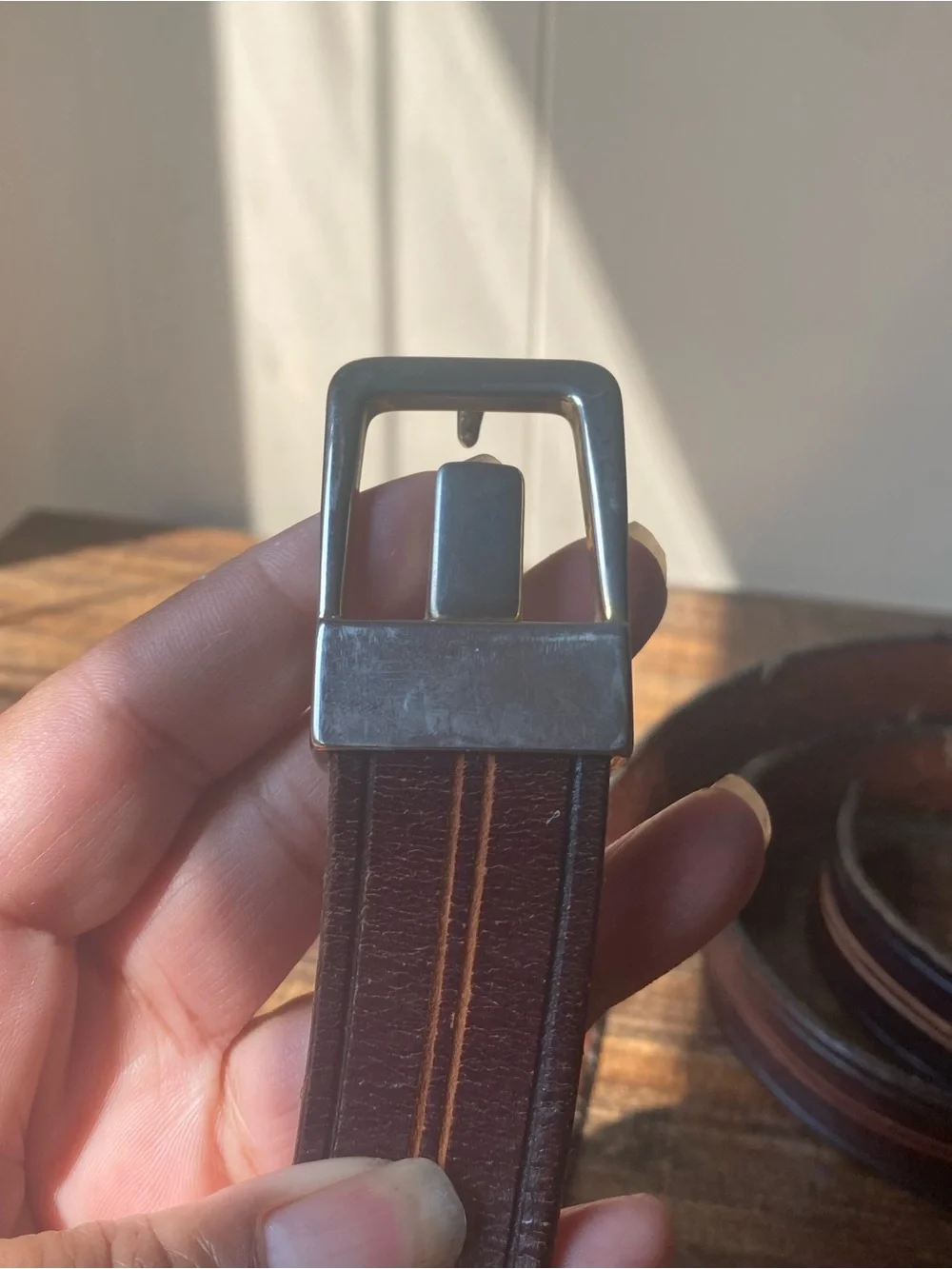 Vintage Handtooled Leather Belt, 34”